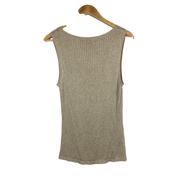 Chicos Womens Size 3 Ribbed Knit Sleeveless Top Beige - Picture 2 of 3